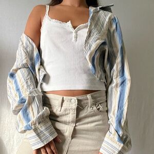 Striped Blue and Beige Women's Top